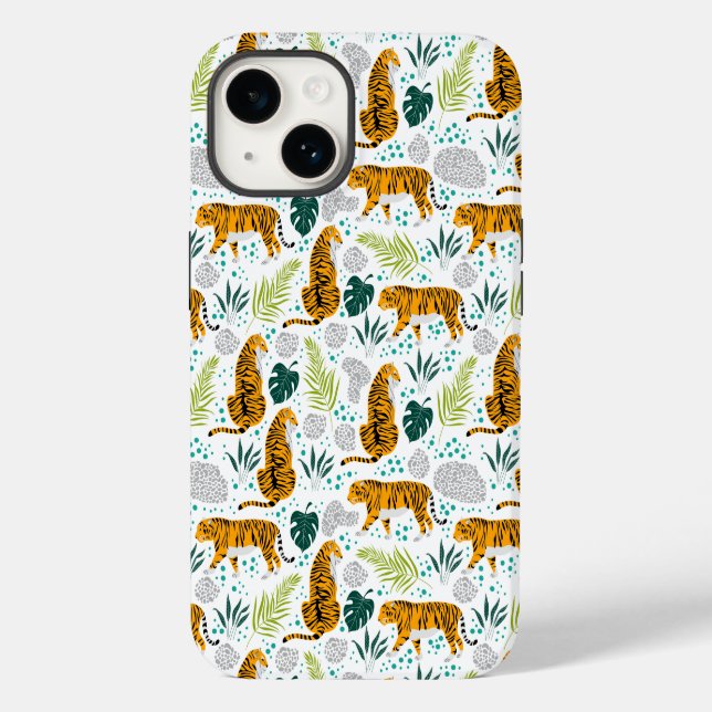 Coques Case-Mate iPhone Tigres et Feuilles tropicaux Motifs (Verso)