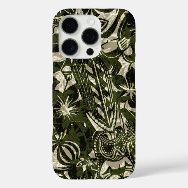 Coques Case-Mate iPhone Tiki Trader Hawaiian Olive and Khaki (Verso)