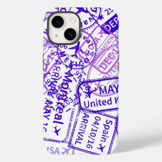 Coque Pour iPhone 14 Timbres en caoutchouc Visa Voyage