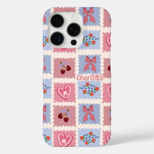 Coques iPhone 16 Pro Timbres Kitchi Cœurs Rubans et Cerises