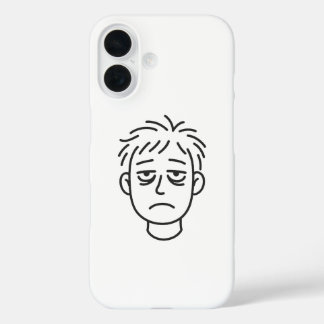 Coques iPhone 16 Tired Daily Mood Line Art iPhone 16 Case