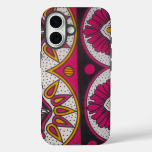 Coques iPhone 16 Tissu africain coloré Motif Art Print