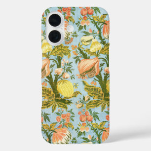 Coques iPhone 16 Tissu damassé de fleurs et de fruits baroque class