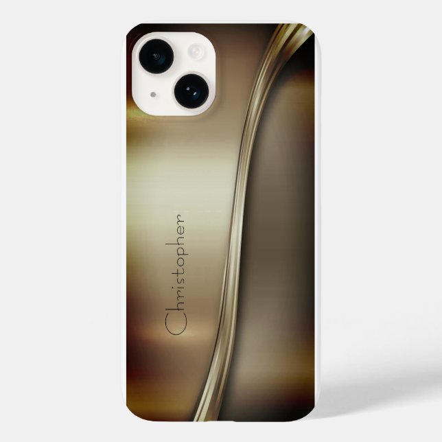 Coques Case-Mate iPhone Titane Bronze poli bronze radial métal iphone 15 (Verso)