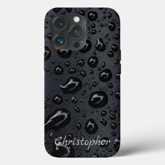 Coques Case-Mate iPhone Titane Raindrops en acier inoxydable brillant (Verso)