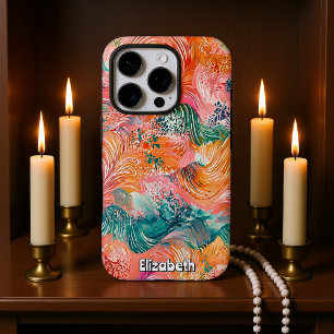 Coques iPhone 16 Pro Titre : "Courants océaniques : Turquoises Abstrait