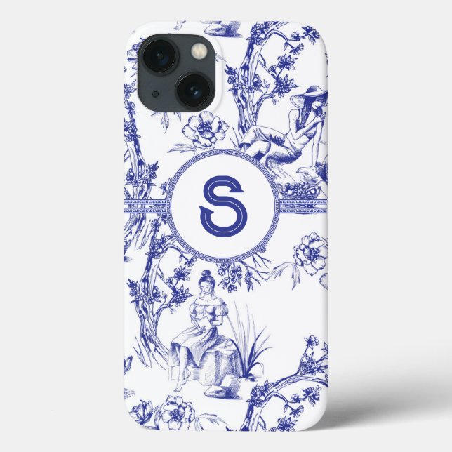Coques Case-Mate iPhone Toile bleue et blanche (Verso)
