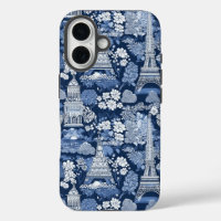 Toile Bleue Parisienne tissu à motifs