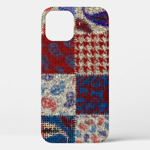 Case-Mate iPhone Case Toile brute de patchwork, imitation motif.