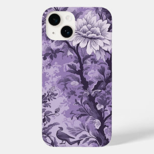 Coque Pour iPhone 14 Toile fleurie violette française vintage