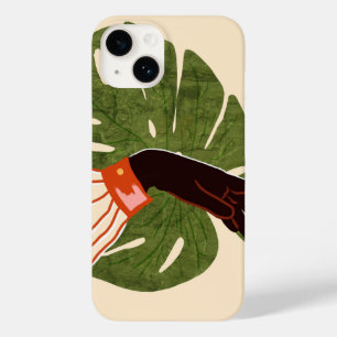 Coque Pour iPhone 14 Toile verte, Accent rouge