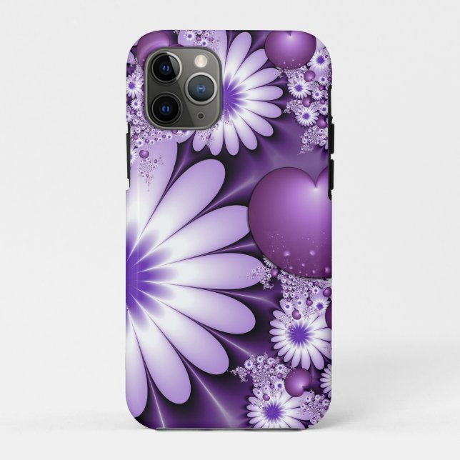 Coques Case-Mate iPhone Tomber dans l'amour Fleurs Abstraites et Coeurs Fr (Dos)