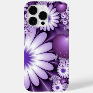 Coque Pour Pour iPhone 14 Pro Max Tomber dans l'amour Fleurs Abstraites et Coeurs Fr