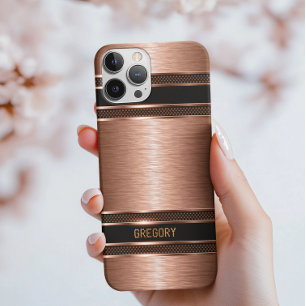 Coque Pour iPhone 14 Pro Tons Brown Cuivre Métallus Texogramme