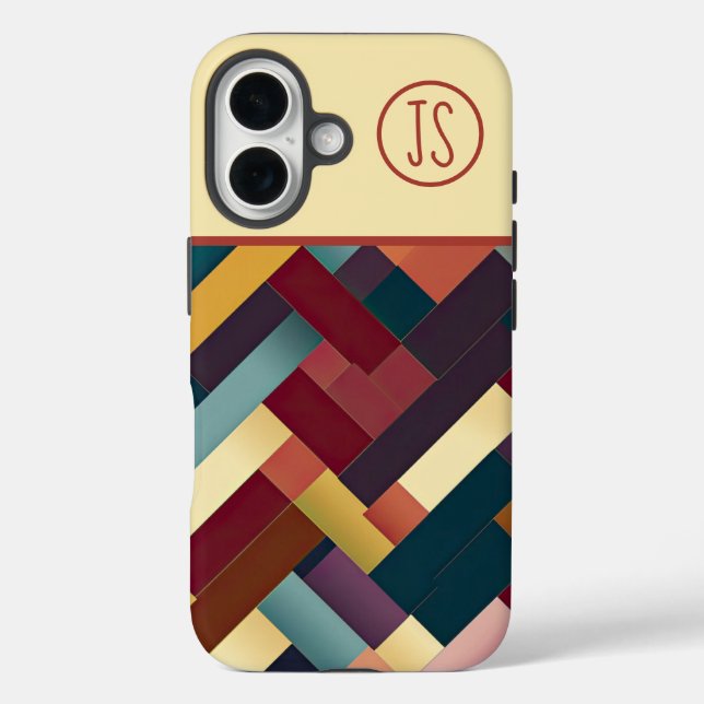 Coques Case-Mate iPhone Tons d'automne douillets Motif de tissage Monogram (Verso)