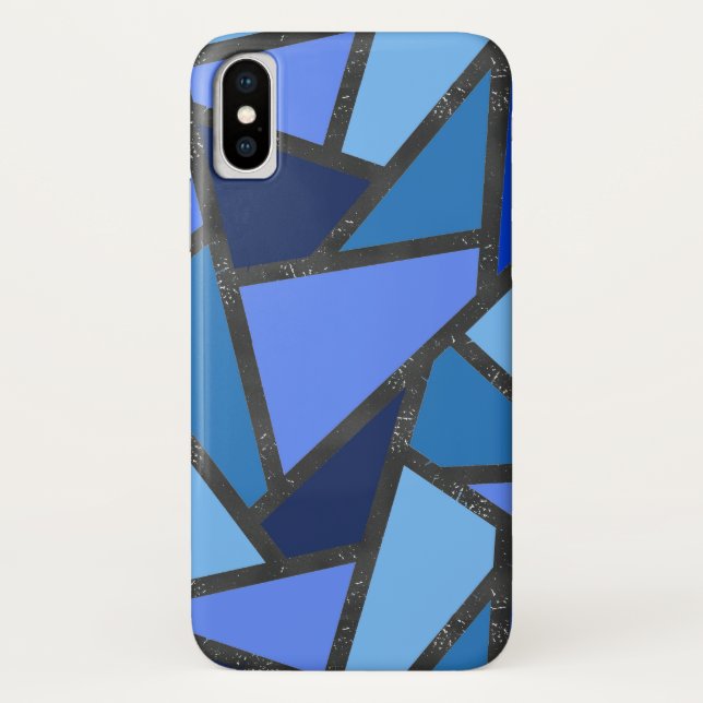 Coques Case-Mate iPhone Tons de motif en vitrail bleu (Dos)