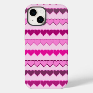 Coque Pour iPhone 14 Tons des lignes de coeur rose