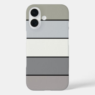 Coques iPhone 16 Tons Gris Avec Bandes Noires Sur Papier Aquarelle