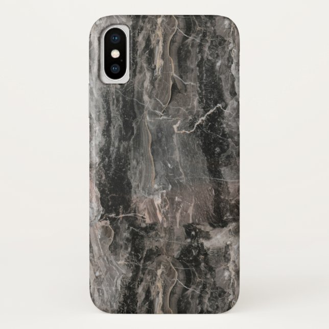 Coques Case-Mate iPhone Tons gris tacheté Texture de marbre (Dos)