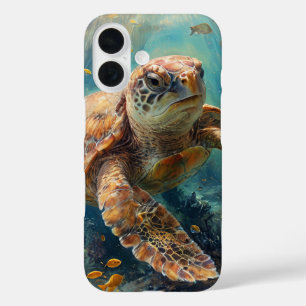 Coques iPhone 16 Tortue caouanne nageant dans la couverture de l'oc