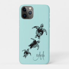 Case-Mate iPhone Case Tortue de mer Aqua Stripe avec Monogramme
