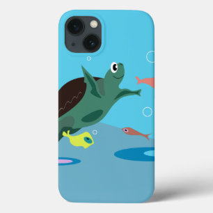 Etui iPhone 13 Tortue de mer mignonne sous l'art marin