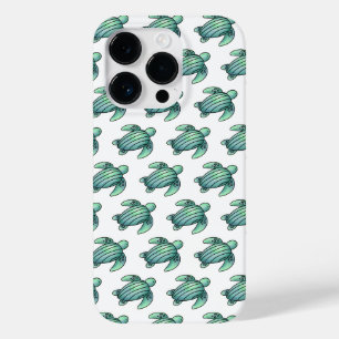 Coque Pour iPhone 14 Pro tortue de mer peinte à l'aquarelle dessin animé bl