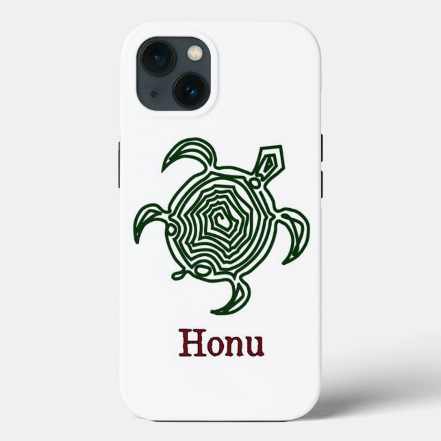 Coques Case-Mate iPhone Tortue de mer tribale hawaïenne en vert (Verso)