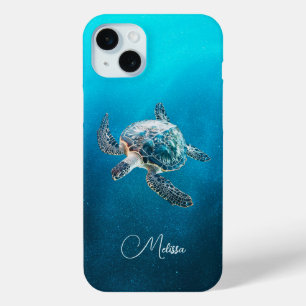 Coque iPhone 15 Mini Tortue de mer Turquoise   Côtier