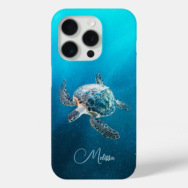 Coques Case-Mate iPhone Tortue de mer Turquoise | Côtier (Verso)