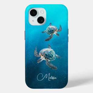 Coque Pour iPhone 15 Tortue de mer Turquoise   Côtier