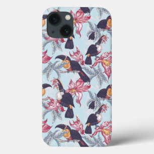 Coques Pour iPhone Toucans Avec Fleurs Exotiques