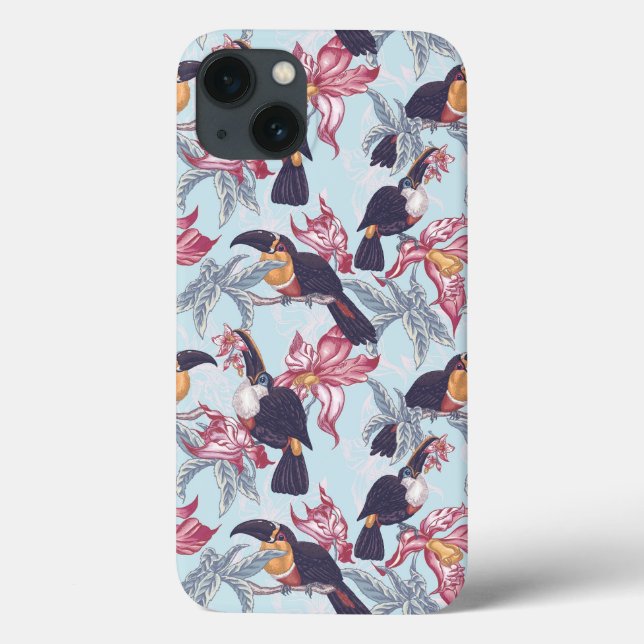 Coques Case-Mate iPhone Toucans Avec Fleurs Exotiques (Verso)