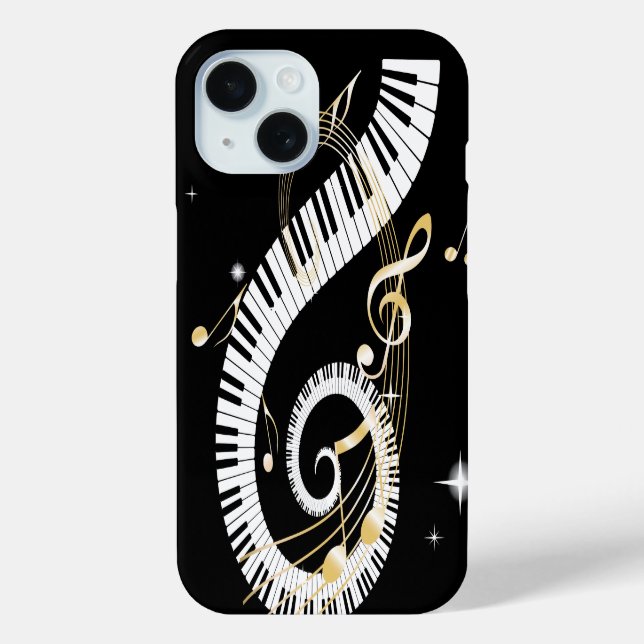 Coques Case-Mate iPhone Touches de piano et notes de musique d'or (Verso)
