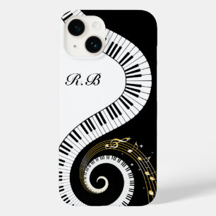 Coque Pour iPhone 14 Touches de piano Monogram et notes musicales