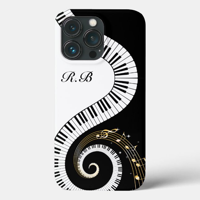 Coques Case-Mate iPhone Touches de piano Monogram et notes musicales (Verso)