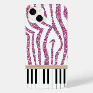 Coque Pour iPhone 14 Plus Touches de piano Parties scintillant rose Zebra Im