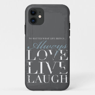 Coque iPhone 11 Toujours amour, vivant, rire - couverture grise