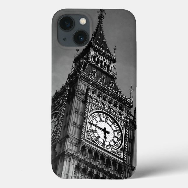 Coques Case-Mate iPhone Tour d'horloge Big Ben noir et blanc (Verso)