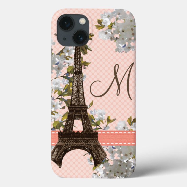 Coques Case-Mate iPhone Tour Eiffel de monogramme parisien (Verso)