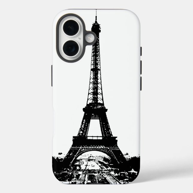 Coques Case-Mate iPhone Tour Eiffel noir et blanc (Verso)