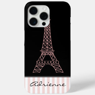 Coque iPhone 15 Pro Max Tour Eiffel Paris Chic rose