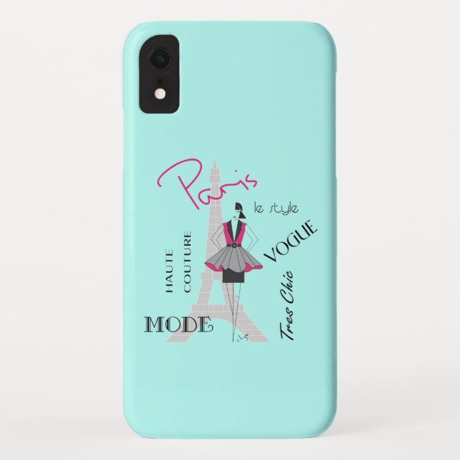 Coques Case-Mate iPhone Tour Eiffel Paris Mode Turquoise (Dos)