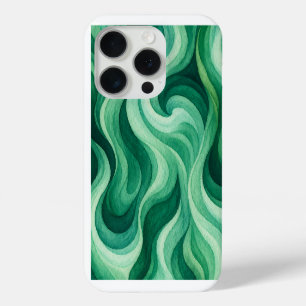 Coque iPhone 15 Pro Tourbillon abstrait d'océan émeraude