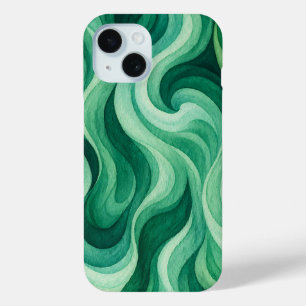 Coque Pour iPhone 15 Tourbillon Abstrait d'Océan Émeraude