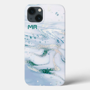 Case-Mate iPhone Case Tourbillons en marbre blanc et bleu