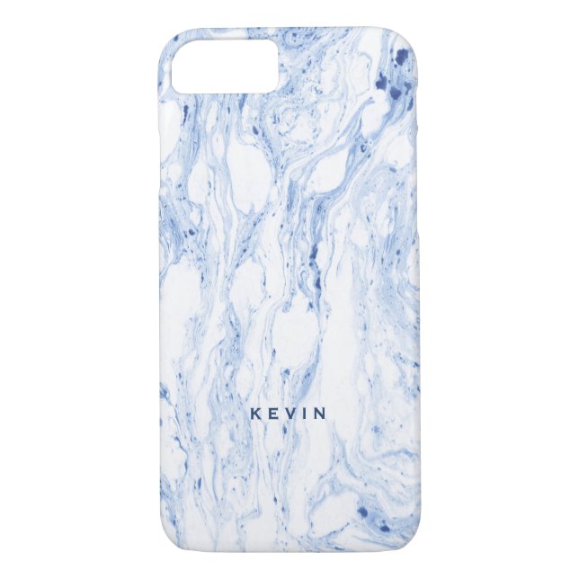 Coques Case-Mate iPhone Tourbillons gris-bleu clair et Marbre blanc (Dos)