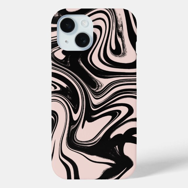 Coques Case-Mate iPhone Tourbillons Rétro Noir & Beige (Verso)
