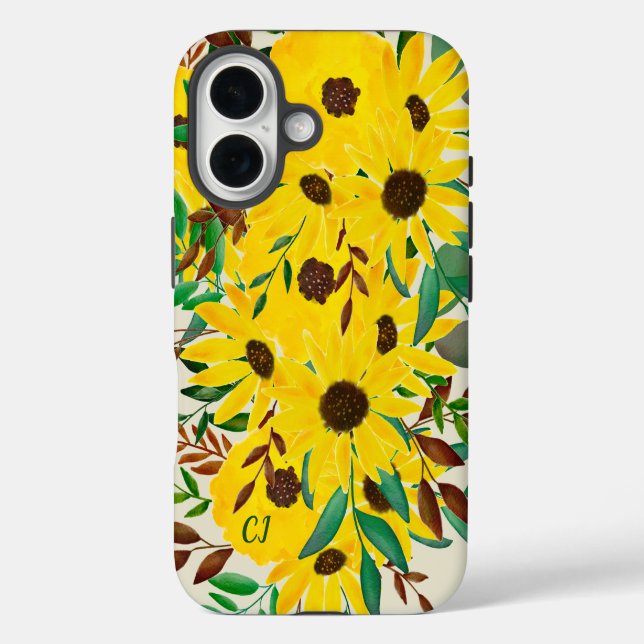 Coques Case-Mate iPhone Tournesol Automne Bouquet floral Monogramme (Verso)