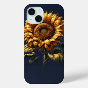 Coque Pour iPhone 15 Tournesol bleu rustique